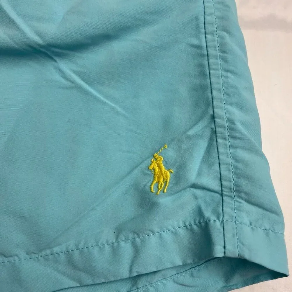 Polo Ralph Lauren Swim Trunks Aqua Yellow Pony Resort Vacation